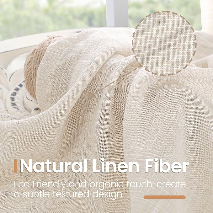 BGment Oatmeal Linen Curtains 84 Inch Length - Image 3