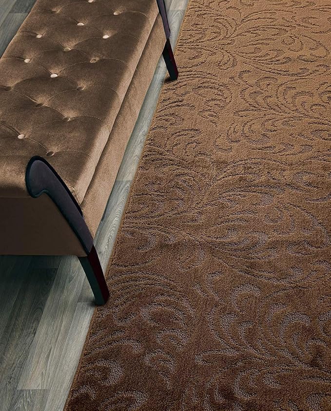 Custom Length Hallway Runner Rug, Slip Resistant, Floral Brown, 26 Inch X 31 by ORFAHOME