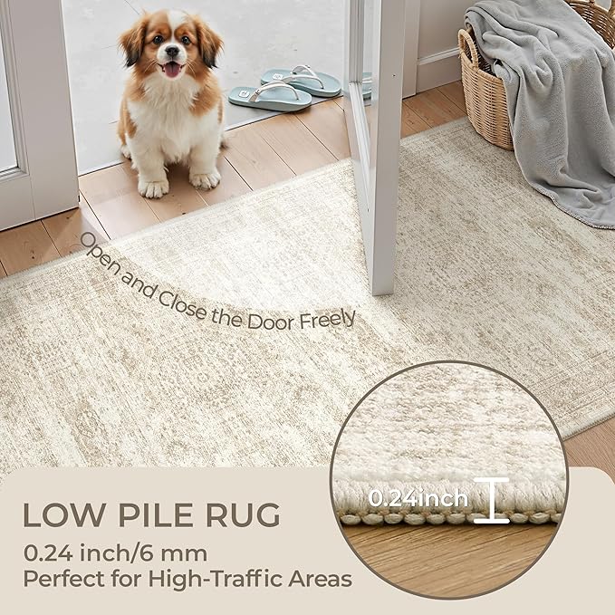 3x5 Rug for Entryway, Washable Area Rug, Living Room, Dining Room, Neutral Rug - Image 6