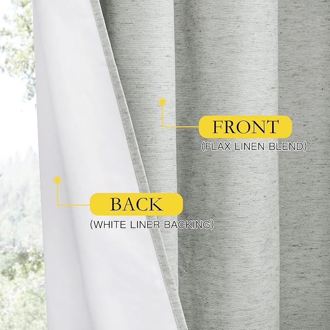 NICETOWN Grey Full Shade Room Warming Linen Curtain Panels 84 inches Long - Image 6