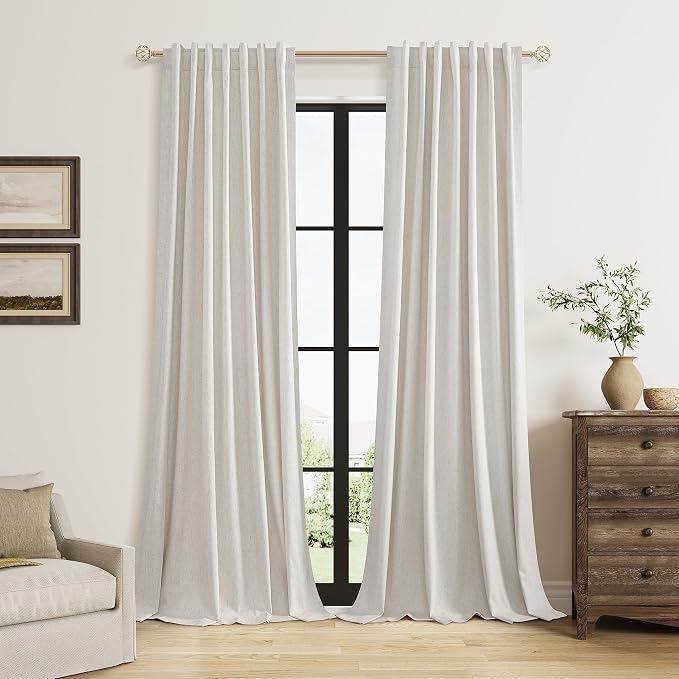 Light Beige Extra Long 100% Blackout Curtains 120 Inch Length 2 Panels Set by Guken