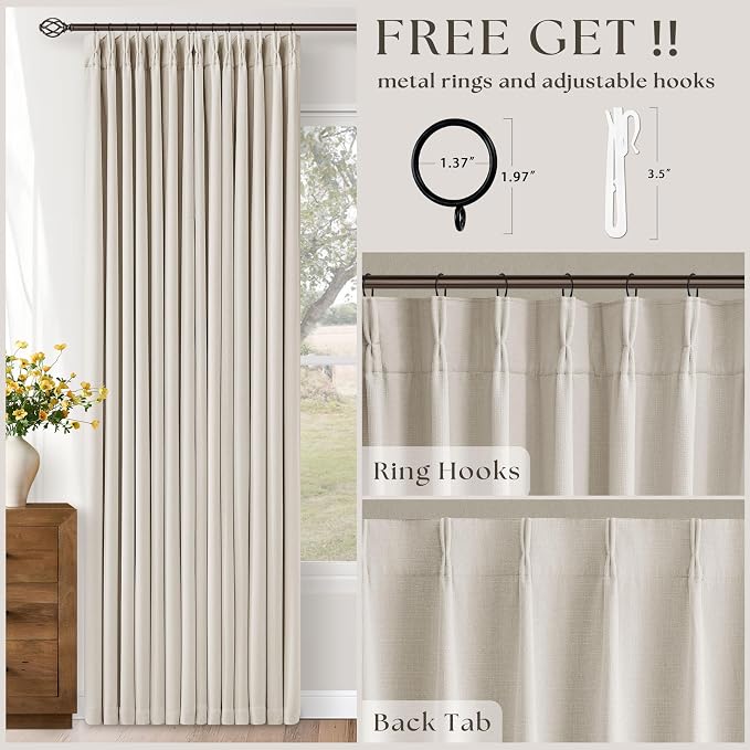 Ivory Cream Linen Blackout Curtains 112 Inches Long - Image 4