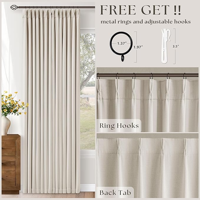 Natural Pinch Pleat Extra Long 120 Inch Blackout Curtains - Image 5