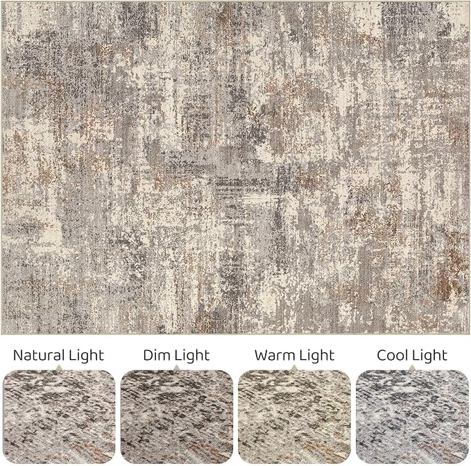 LOONGRUG 5x8 Area Rug Washable Neutral Modern Living Room Rugs Brown Black | - Image 9