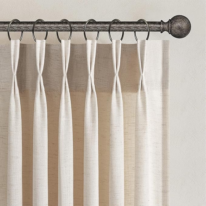 Topfinel 105 Inch Curtains 2 Panels Set, Two Packs Pinch Pleat Back Tab Linen by Topfinel