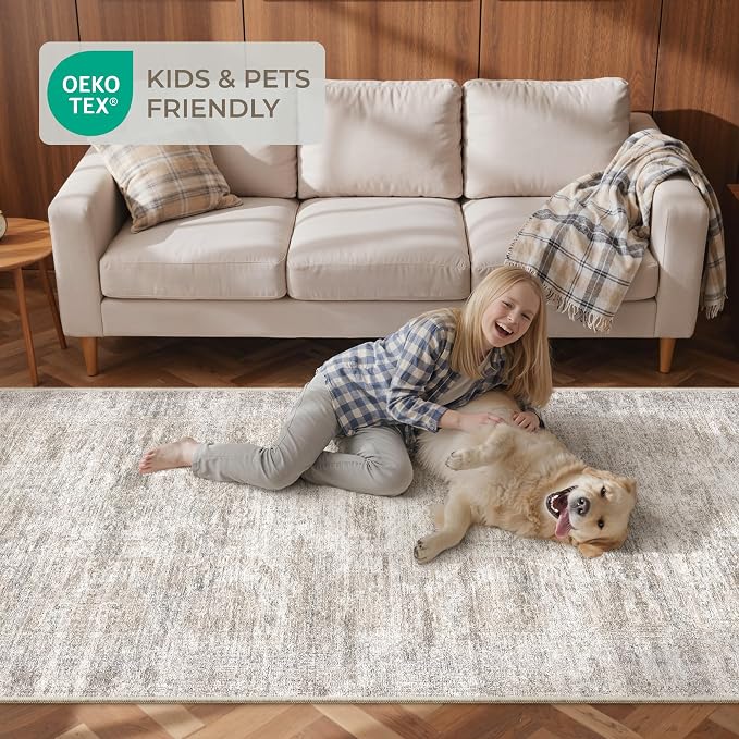 3x6 Runner Rug Non Slip, Washable Hallway Runner Rug, Taupe | Neutral Rugs - Image 9
