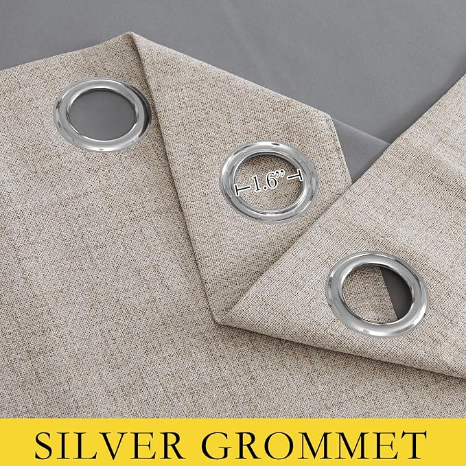 NICETOWN 100% Blackout Oatmeal Linen Curtains 95 inches Length - Image 5