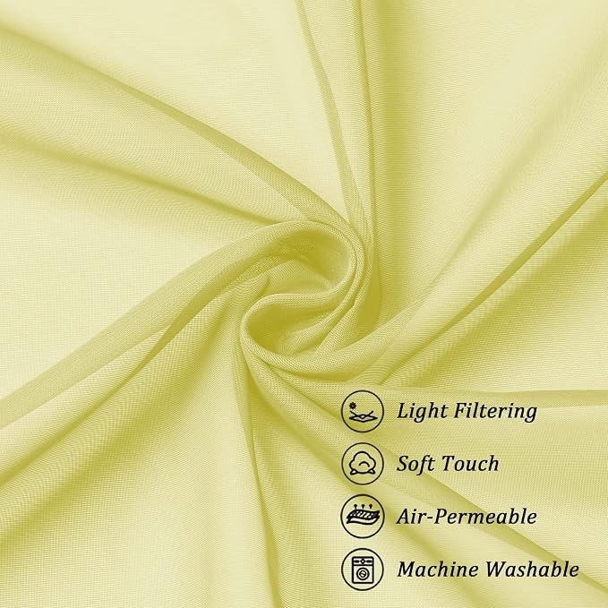 Chyhomenyc Lemon Sheer Curtains 45 Inch Long 2 Panels, Light Filtering Short - Image 7