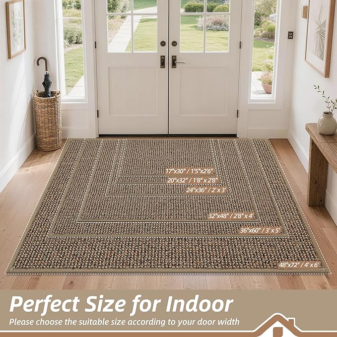 BEQHAUSE Dirt Trapper Door Mat 36" x 60", Non-Slip Washable Doormats, Low - Image 2