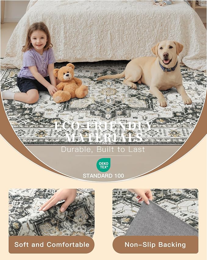 Madane 6x9 Area Rugs for Living Room, Soft Vintage Washable Rug, Dining Bedroom - Image 5