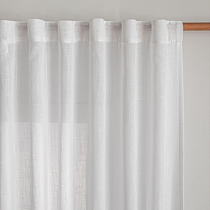 MYSKY HOME White Curtains for Bedroom Liivng Room 84 Inches Long 2 Panels Set by MYSKYHOME