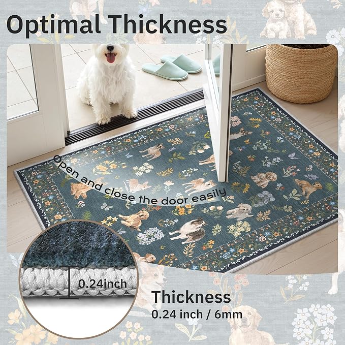 Soalmost Dog 5x7 Area Rugs for Living Room, Washable Soft Rug Navy Blue | - Image 9