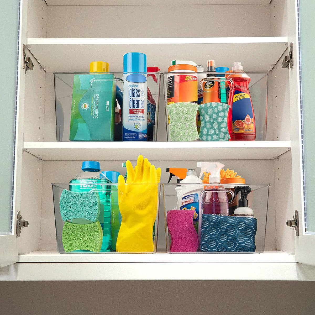 ClearSpace Clear Plastic Storage Bins – XL 6 Pack Perfect Kitchen or Pantry Organization Fridge Organizer and Storage Bins, Cabinet Organizers