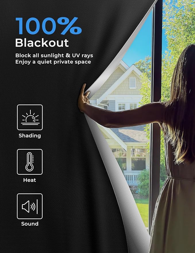 Blackout Curtains for Bedroom Portable 84"x60" Blackout Shades | 100% Black Out - Image 2