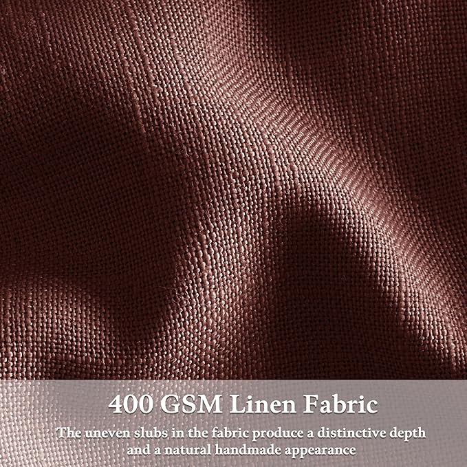 Pinch Pleated Curtains 90 Inch Long Thick Linen Rust Brown Semi Sheer Curtain - Image 3
