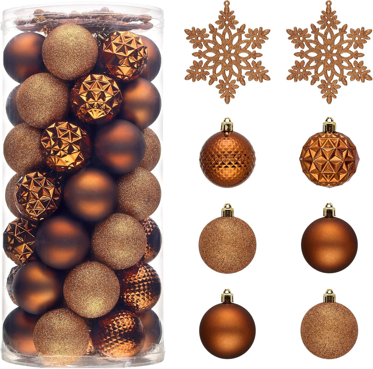 Valery Madelyn Christmas Tree Decorations Ornament Set for Fall Halloween, 50ct 2 Inches Bronze Copper Brown Shatterproof Christmas Ball Ornaments Hanging Xmas Holiday Party Decor