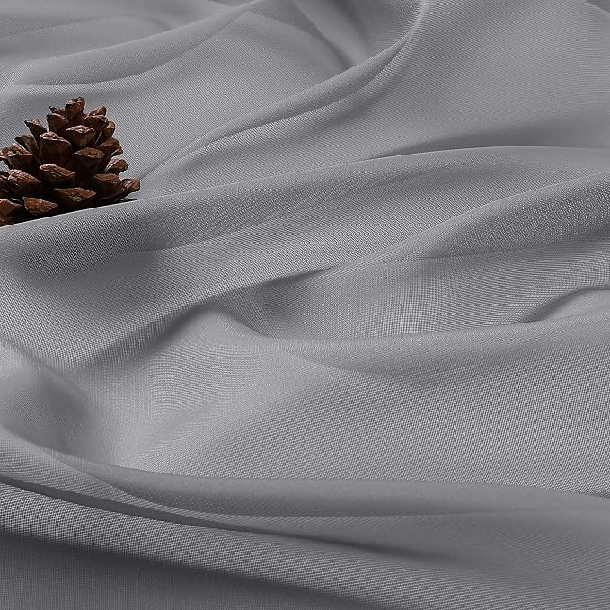 Sheer Curtains 84 Inches Long 2 Panels Set, Sheer Grey Curtains - Image 8