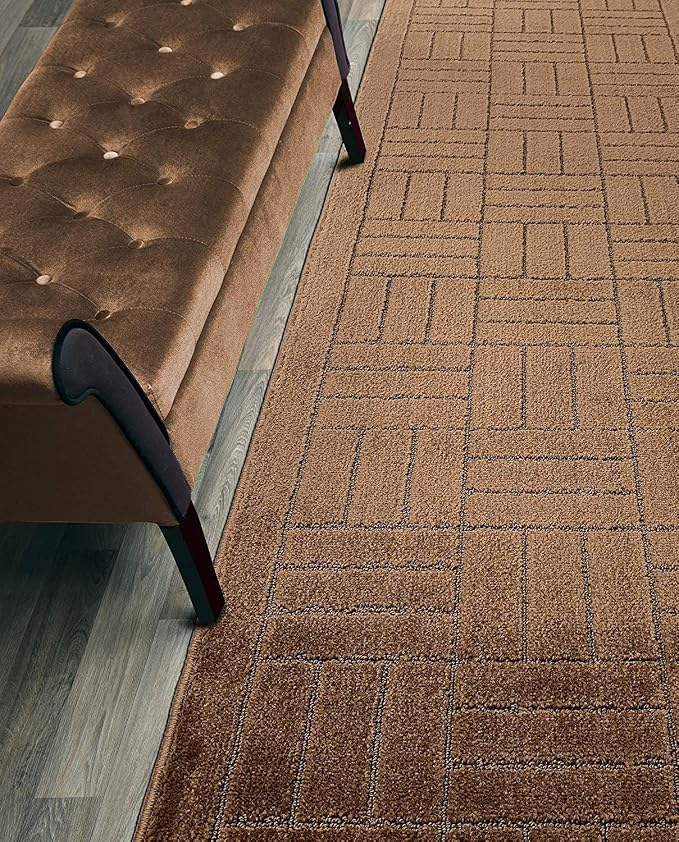 12 ft Long Brown Hallway Kitchen Runner Rug Non-Slip Washable, Custom Size by ORFAHOME