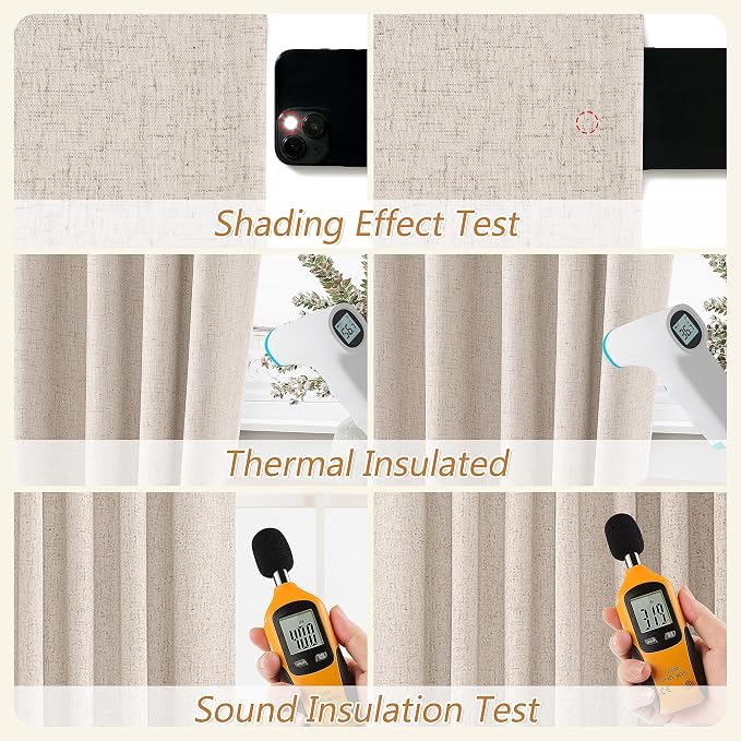 Oatmeal 100% Blackout Curtains 80 Inch Length 2 Panels Set - Image 5