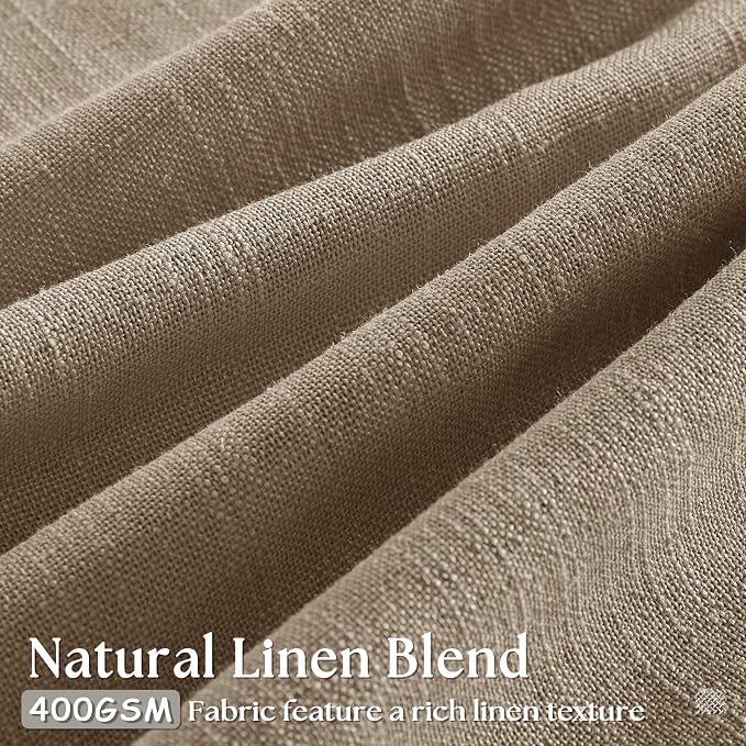 Semi Sheer Pleat Linen Light Brown Latte Farmhouse Curtains 96 Inches Long | - Image 3