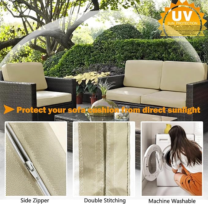 Sqodok Outdoor Cushion Covers 28x28 inch, Wicker Chair - Image 5