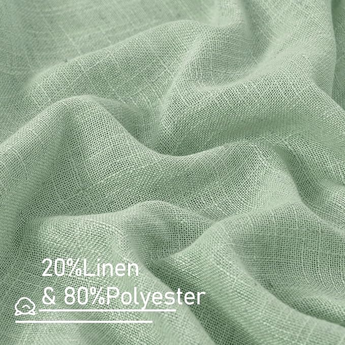 40 Inch Length Linen Curtains for Small Windows Over Silk 2 Panels | Semi Sheer - Image 2