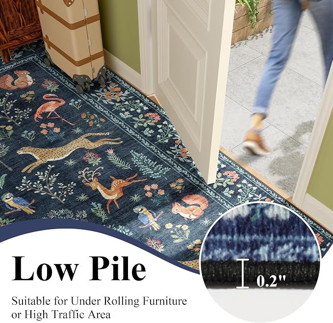 DUKINO 6ft Round Rug for Bedroom, WashableNon Slip Circle Rug, Low Pile - Image 8