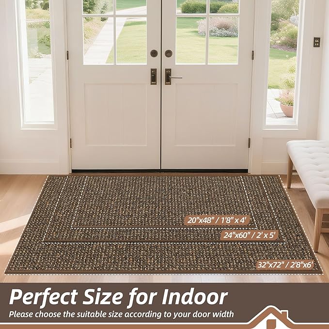 BEQHAUSE Dirt Trapper Door Mat 24" x 60", Non-Slip Washable Doormats, Low - Image 2