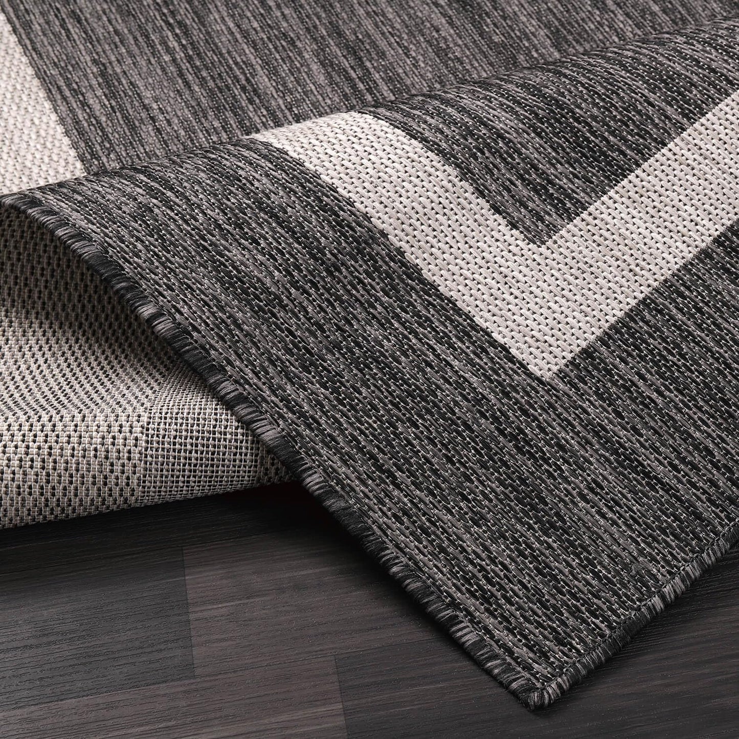 Bordered Outdoor Rug 5x7 Washable Outside Carpet for Indoor Patio Porch Waterproof Easy Cleaning Non Shedding Area Rugs Gray 5 x 7