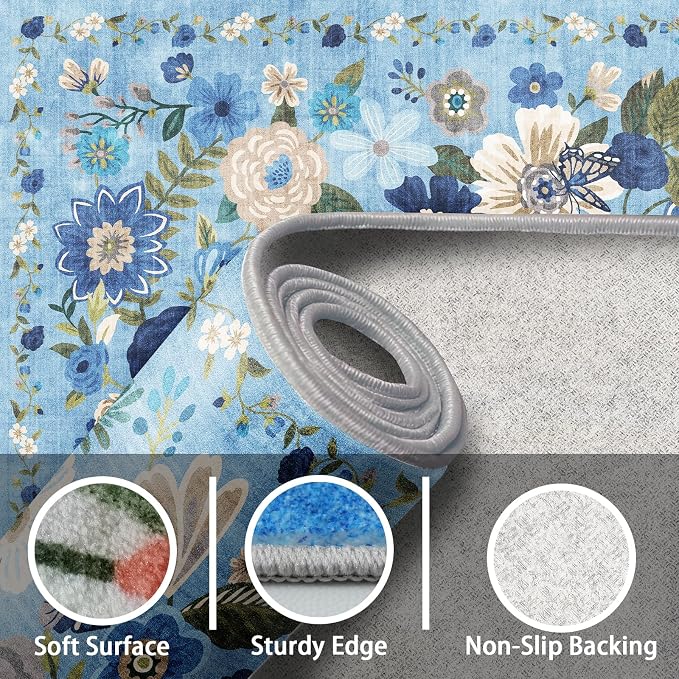 24x17 Inch Door Mat Indoor Entrance, Floral Area Rug Non Slip, Rug | Low Pile - Image 7