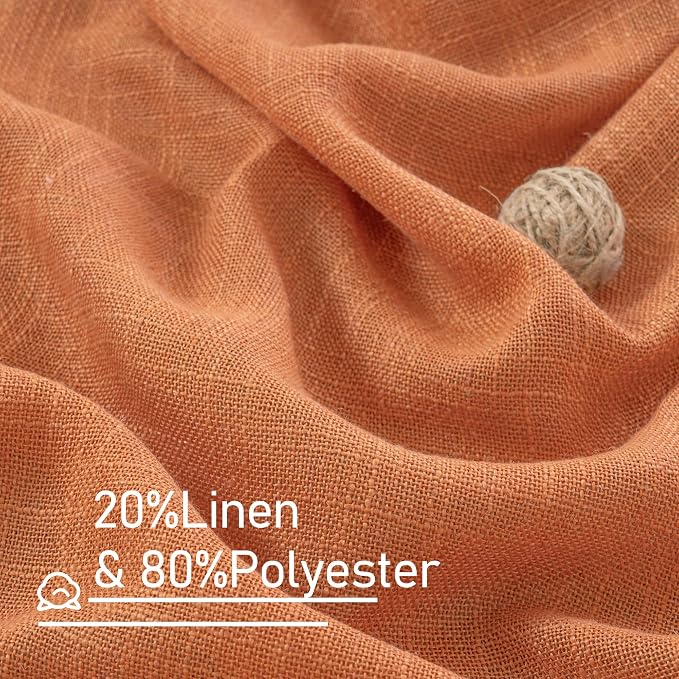 Burnt Orange Sheer Linen Curtains - Image 2