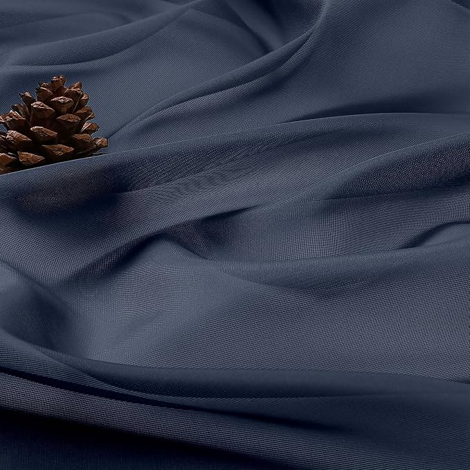 Navy Blue Sheer Curtains 120 Inches Long 2 Panels Set, Airy Lightweight Sheer - Image 7
