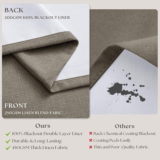 Flax Taupe Pinch Pleated Blackout Curtains 102 Inches Long - Image 6