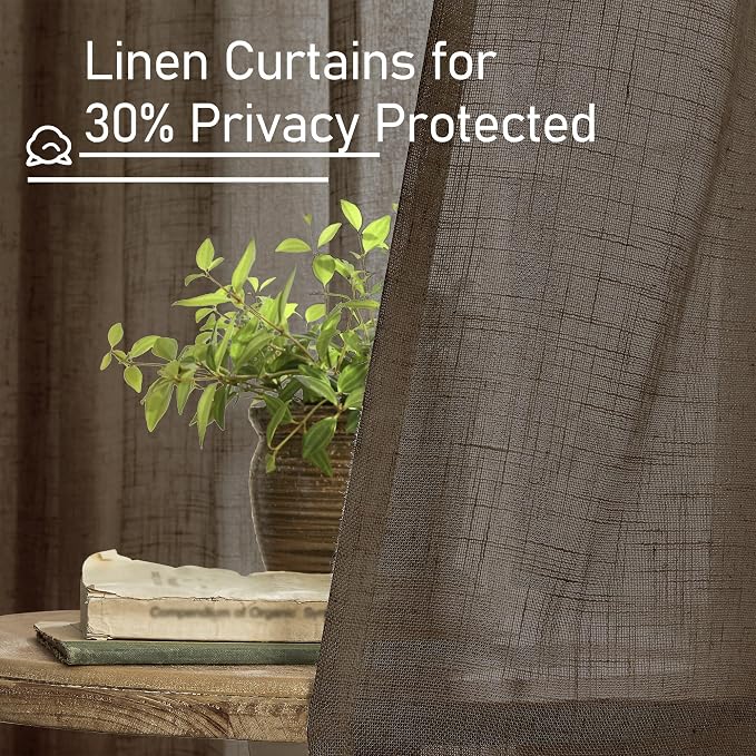 Linen Curtains 63 Inch Length 2 Panels - Image 5