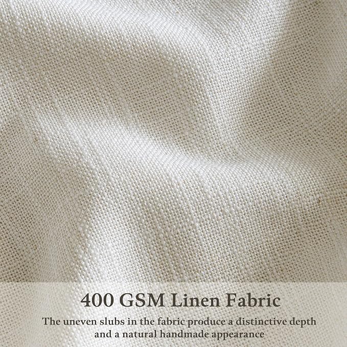 92 Inch Long Pinch Pleat Natural Linen Blend Semi Sheer Curtains 50Wx92L | - Image 3