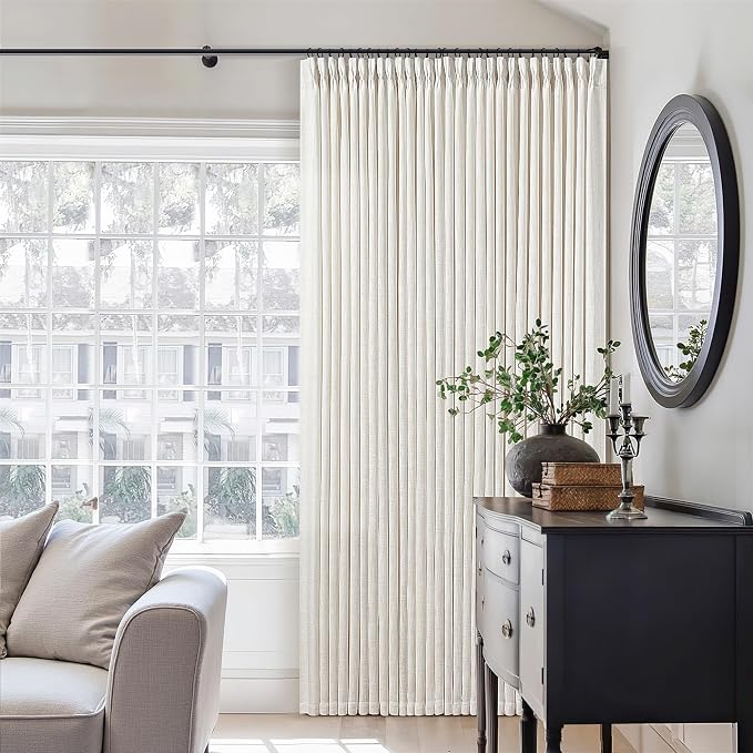 Natural Pinch Pleated Linen Semi Sheer Curtains 78 Inches Long 2 Panels | - Image 6