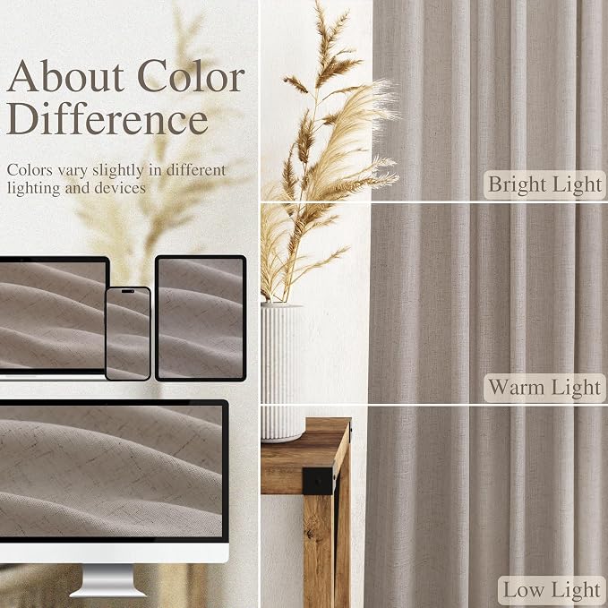 Stone Beige Linen Curtains 84 Inches Long - Image 3