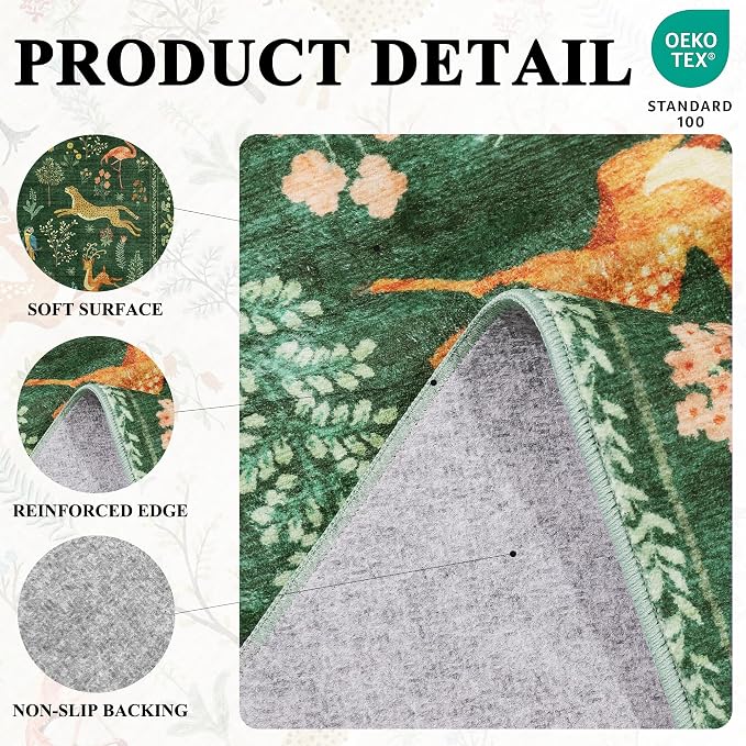 DUKINO 2x10 Kitchen Runner Rug, Soft Non Slip Animal Washable Rug, Non-Shedding - Image 4