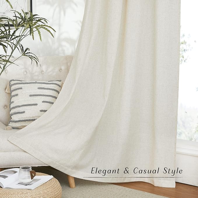 NICETOWN Natural Linen Curtains 84 inch Long 2 Panels Set, Grommet Top Thick - Image 5