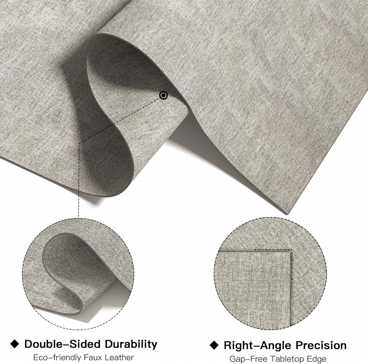 DOLOPL Placemats Set of 4, Reversible Wipeable & Heat Resistant Place Mats, Modern Faux Leather Table Mats for Kitchen, Neutral Waterproof Tablemats for Dining Table Decor, Wedding, Party(Grey)
