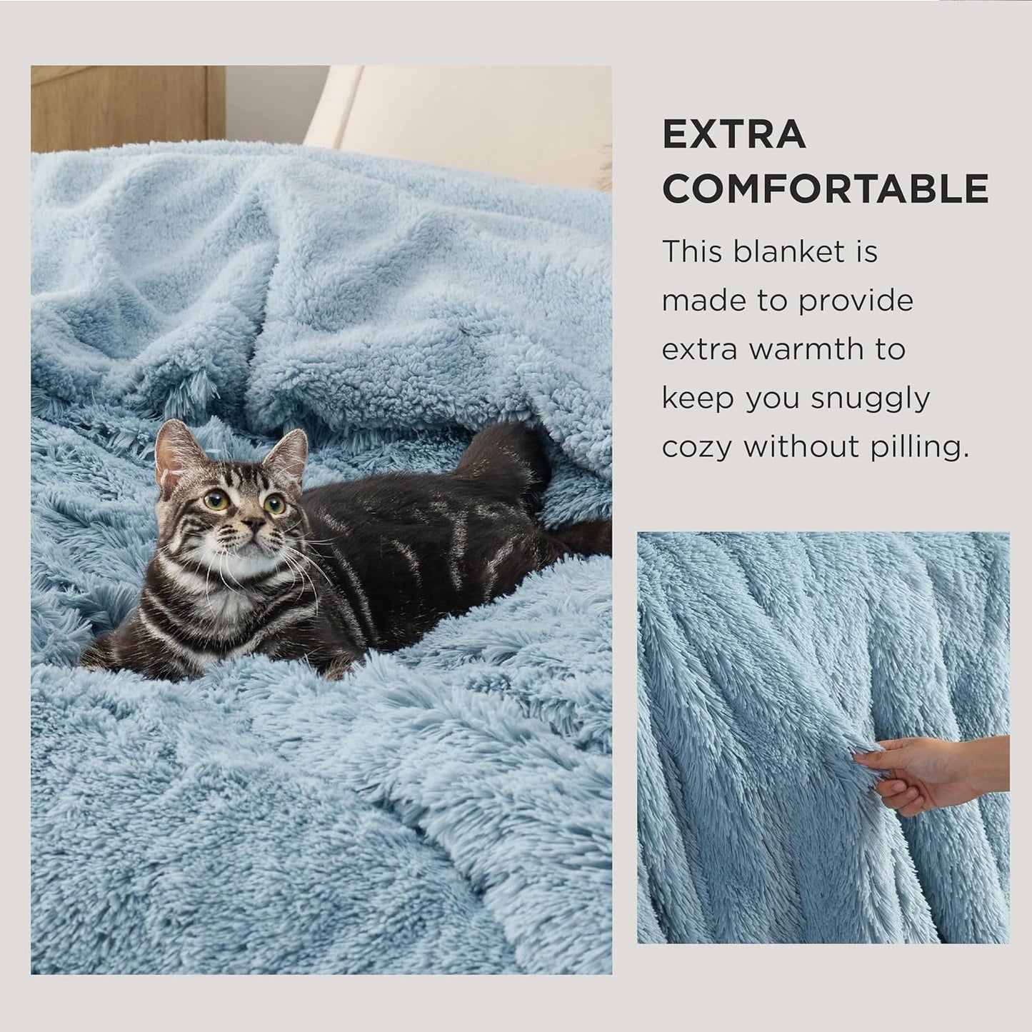 Bedsure GentleSoft Fuzzy Sherpa Faux Fur Blue Twin Blanket Cozy Gifts for Women Men, Soft Fleece Plush Warm Minky Thick Blanket Twin Size for Bed, Couch, Room Decor Dorm Essentials Blue Gifts, 60x80