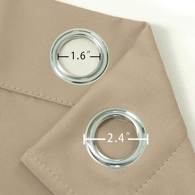 Beige Thermal Blackout Curtains/52 x 54 Inch/Set of 2 Panels Room Darkening - Image 6