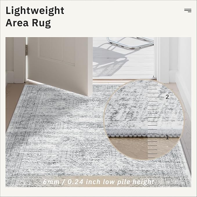 Soalmost Hallway Runner Rug 2'6" x 16' Washable Long Kitchen Rugs Grey | - Image 7