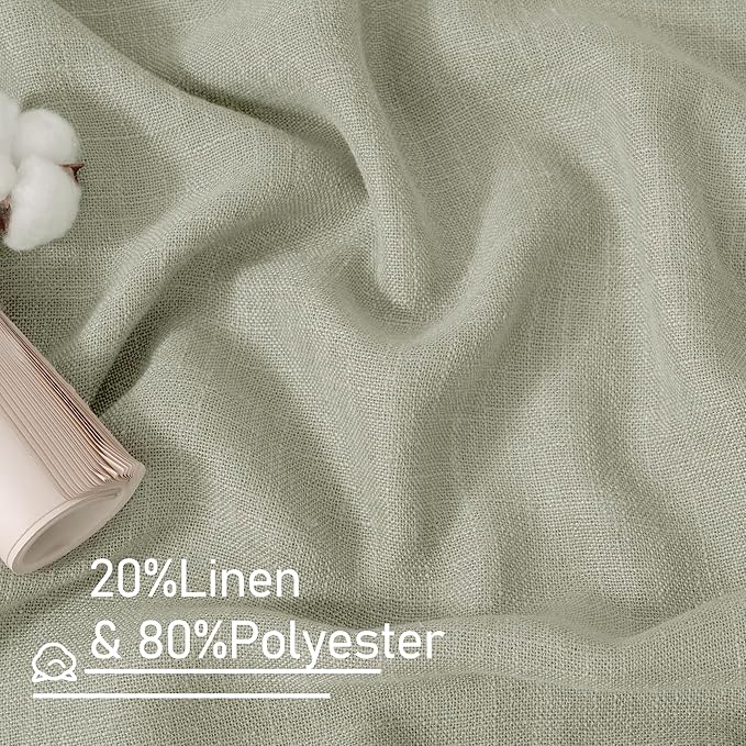 Sage Grey Linen Curtains 54 Inch Length 2 Panels - Image 2