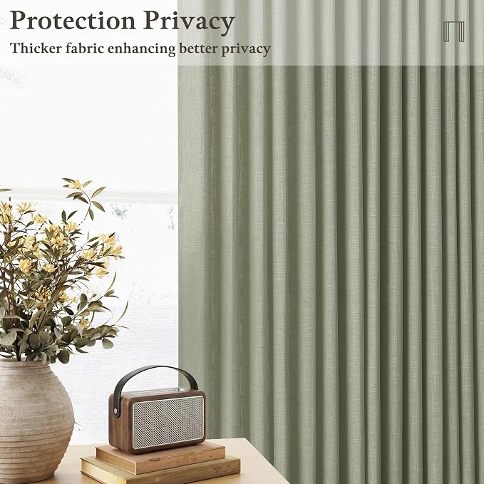 Semi Sheer Sage Green Pinch Pleated 50 Inch Wide Curtains 86 Inches Long | - Image 6
