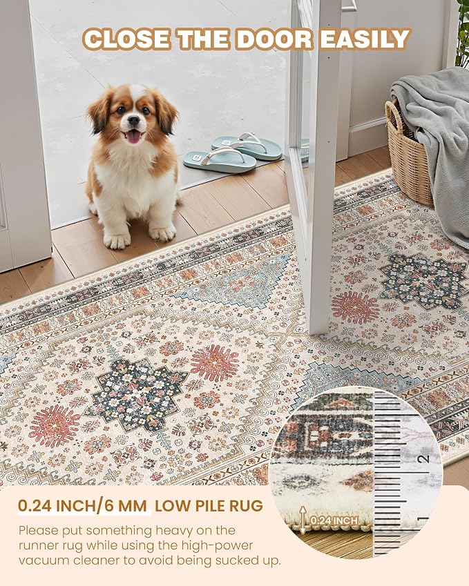 Area Rugs 5x7 Washable Rugs for Living Room, Ultra-Thin Soft Floral Vintage - Image 6