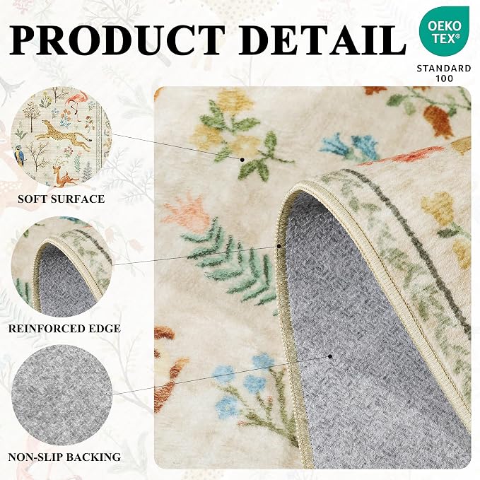 DUKINO 5x7 Area Rugs, Washable Animal Rug - Image 4