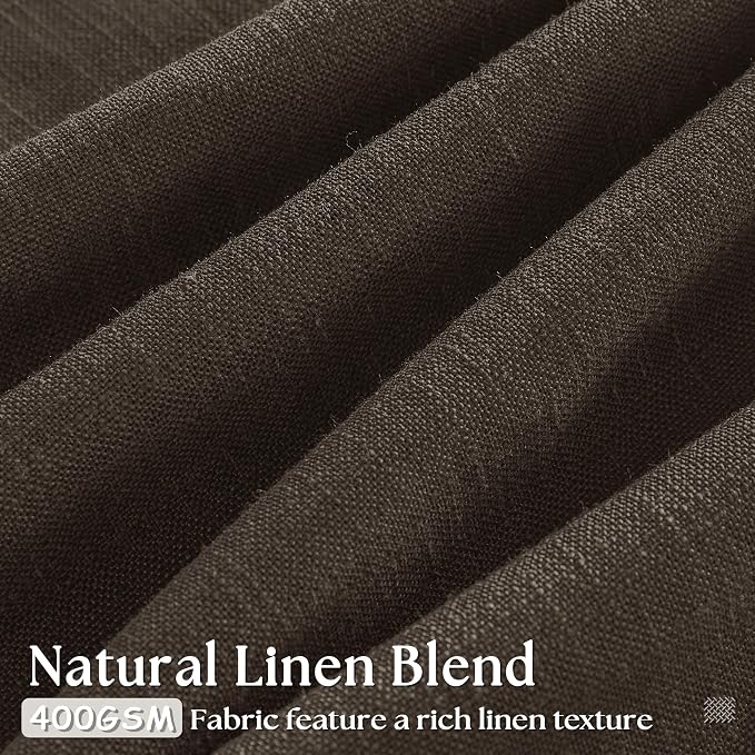 Dark Chocolate 120 Inch Pinch Pleated Semi Sheer Linen Curtains 2 Panels | - Image 3