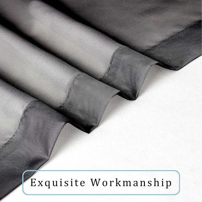 Black Sheer Curtains, Sheer Curtains 84 inch Length 2 Panels Set, Rod Pocket - Image 8