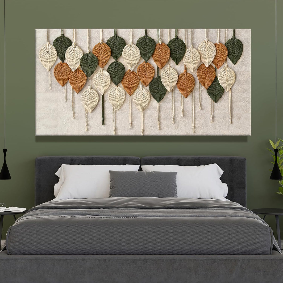 Tsomzxng Large Boho Wall Art For Living Room Modern Wall Art Print Paintings Multicolor Leaves Feather Canvas Wall Art Decor Picture For Bedroom Apartment Kitchen Home Wall Decor 29" W X 58" L